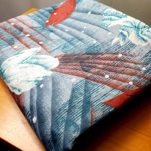 COTTON FABRIC FLORAL PRINT NEW 110" x 35" BLUE BROWN WHITE DOTS SEWING CRAFT - Picture 2 of 6